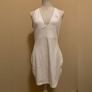 White and Blue Halter Sports Dress
